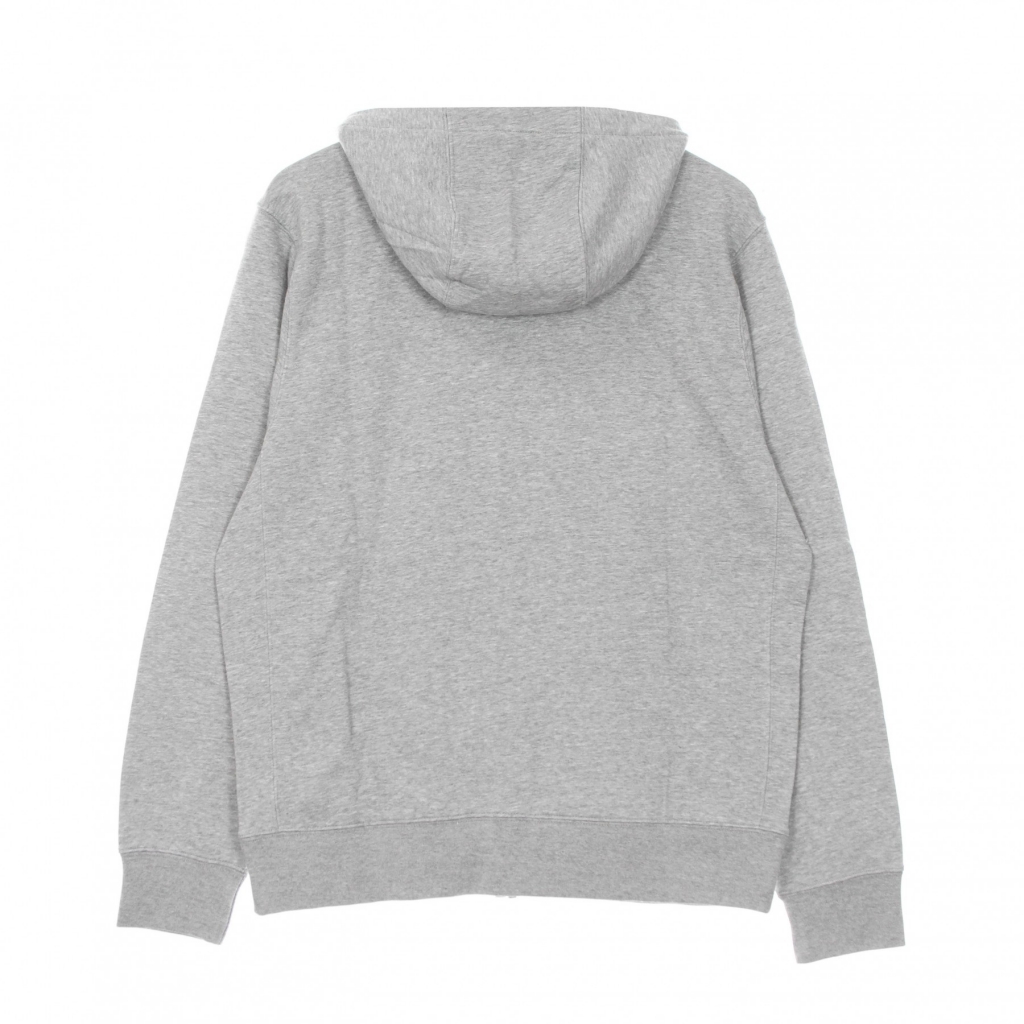 felpa leggera cappuccio zip uomo sportswear club hoodie full zip french terry DK GREY HEATHER/MATTE SILVER/WHITE