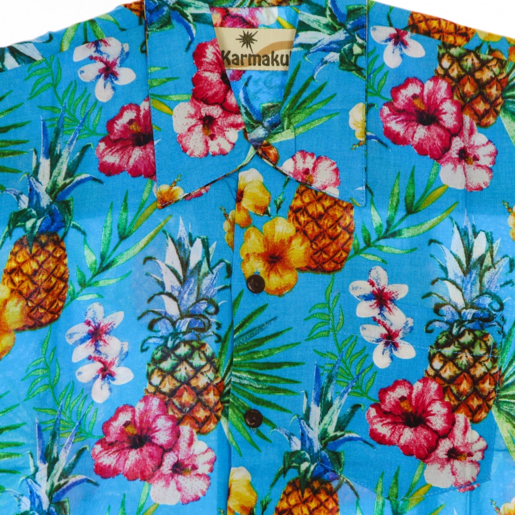 camicia manica corta uomo hawaiian shirt PINEAPPLE TOURQUOISE