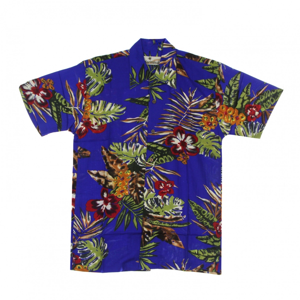 camicia manica corta uomo hawaiian shirt PARIS BLUE