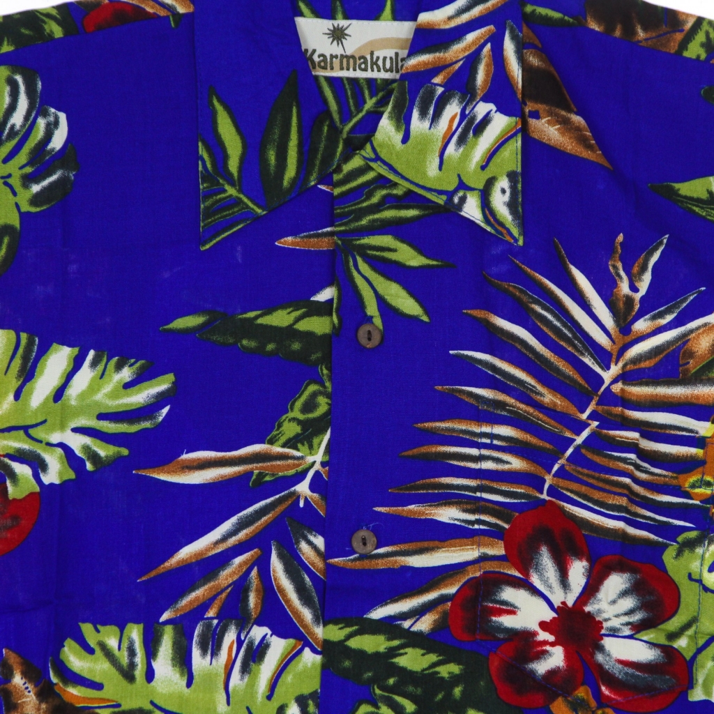 camicia manica corta uomo hawaiian shirt PARIS BLUE