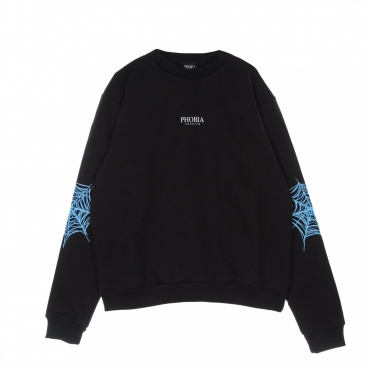 felpa leggera girocollo uomo light blue cobweb print crewneck BLACK/LIGHT BLUE