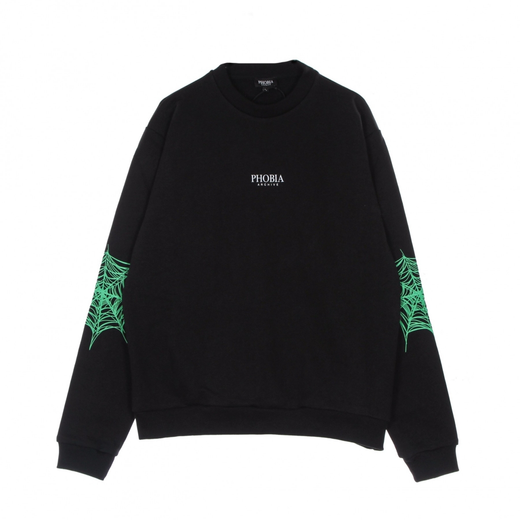 felpa leggera girocollo uomo green cobweb print crewneck BLACK/GREEN