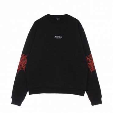 felpa leggera girocollo uomo red cobweb print crewneck BLACK/RED