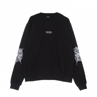 felpa leggera girocollo uomo white cobweb print crewneck BLACK/WHITE