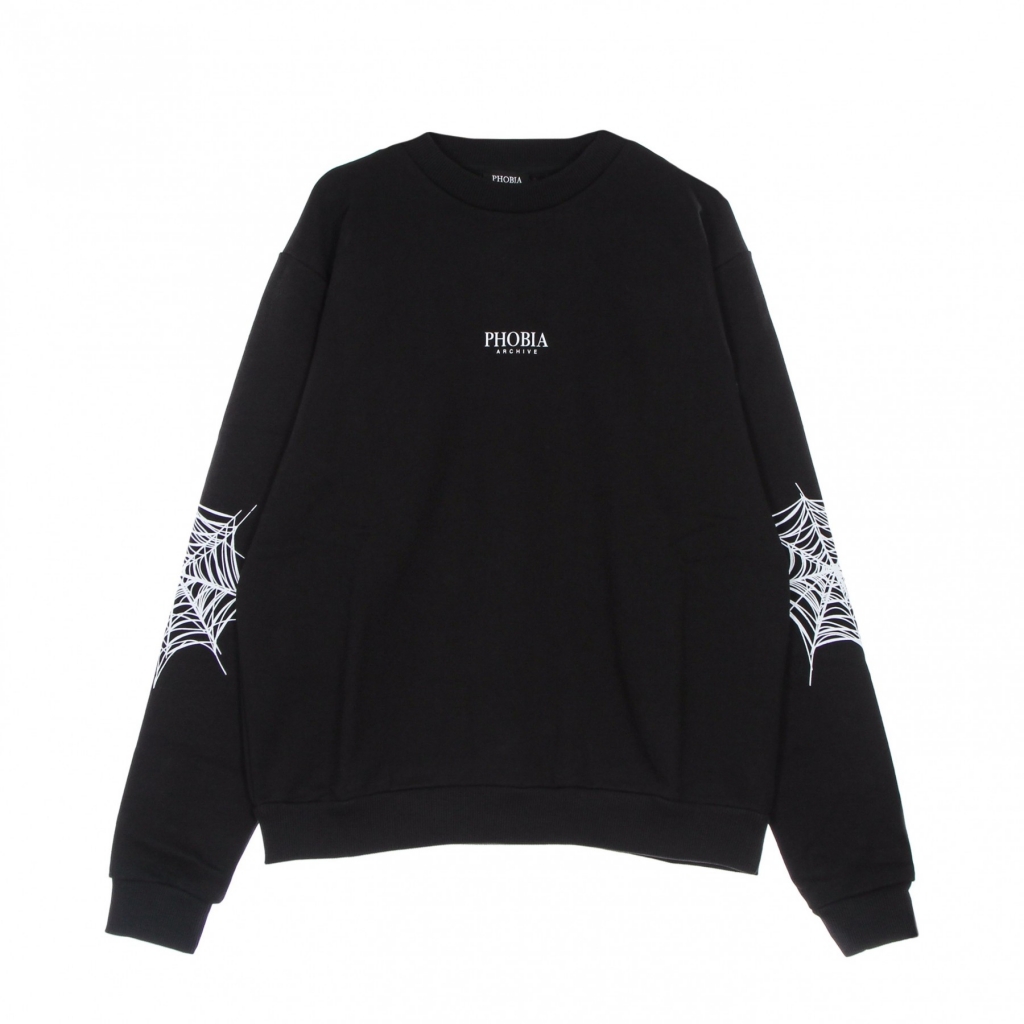 felpa leggera girocollo uomo white cobweb print crewneck BLACK/WHITE