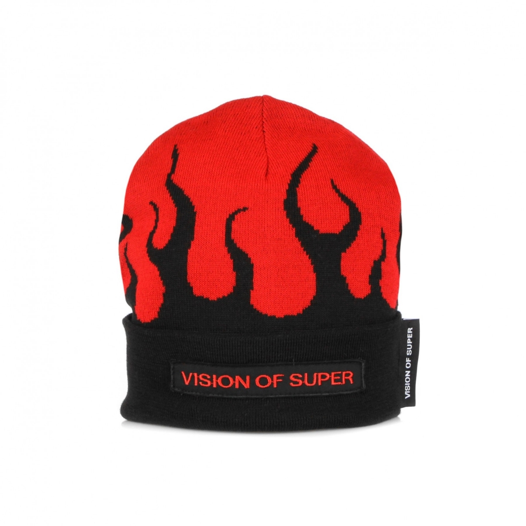 cappello uomo red flames beanie BLACK/RED