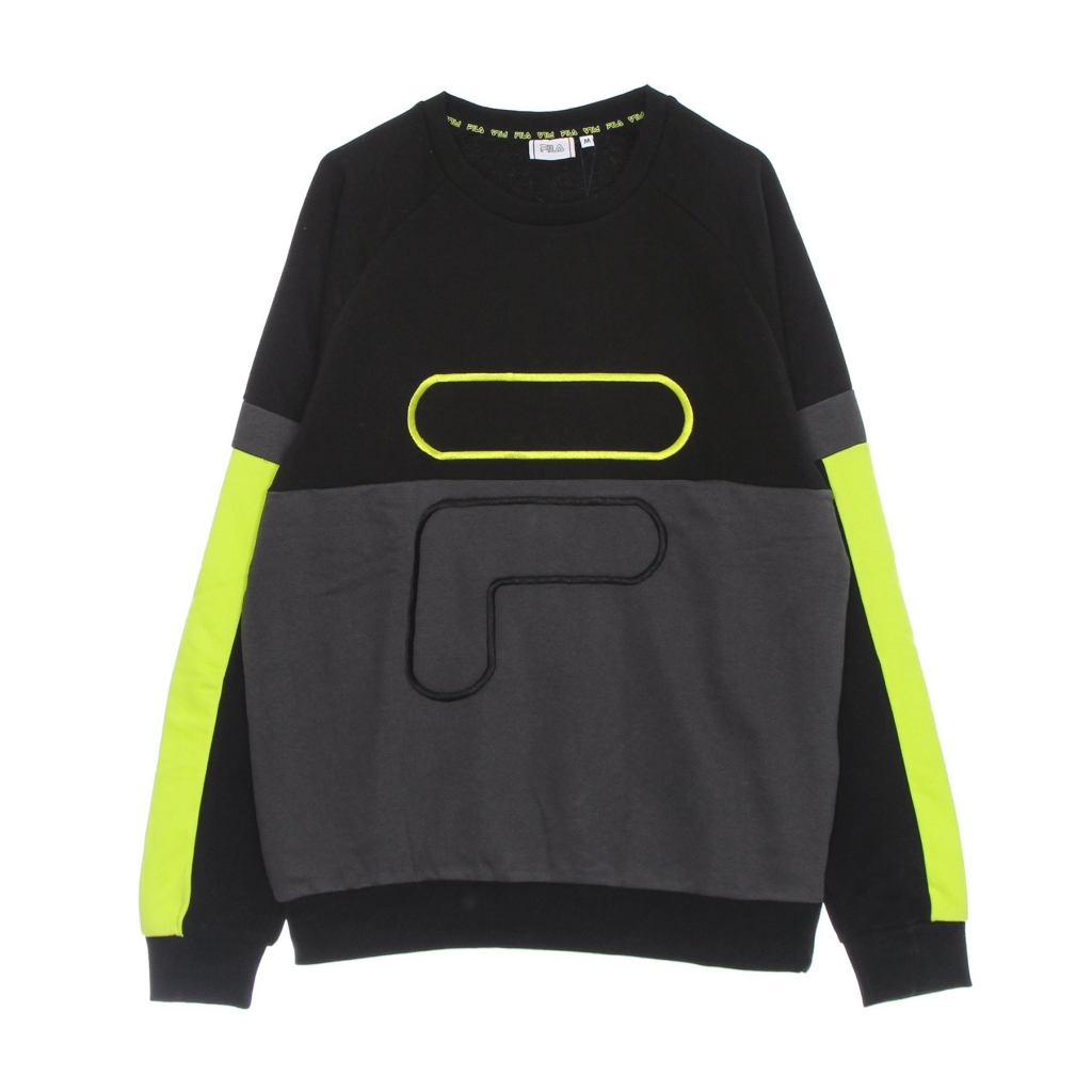 felpa leggera girocollo uomo ponto blocked crew sweat BLACK/ASPHALT/SULPHUR SPRING