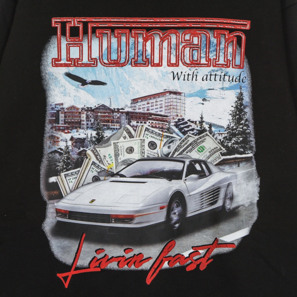 felpa girocollo uomo livin fast crewneck BLACK