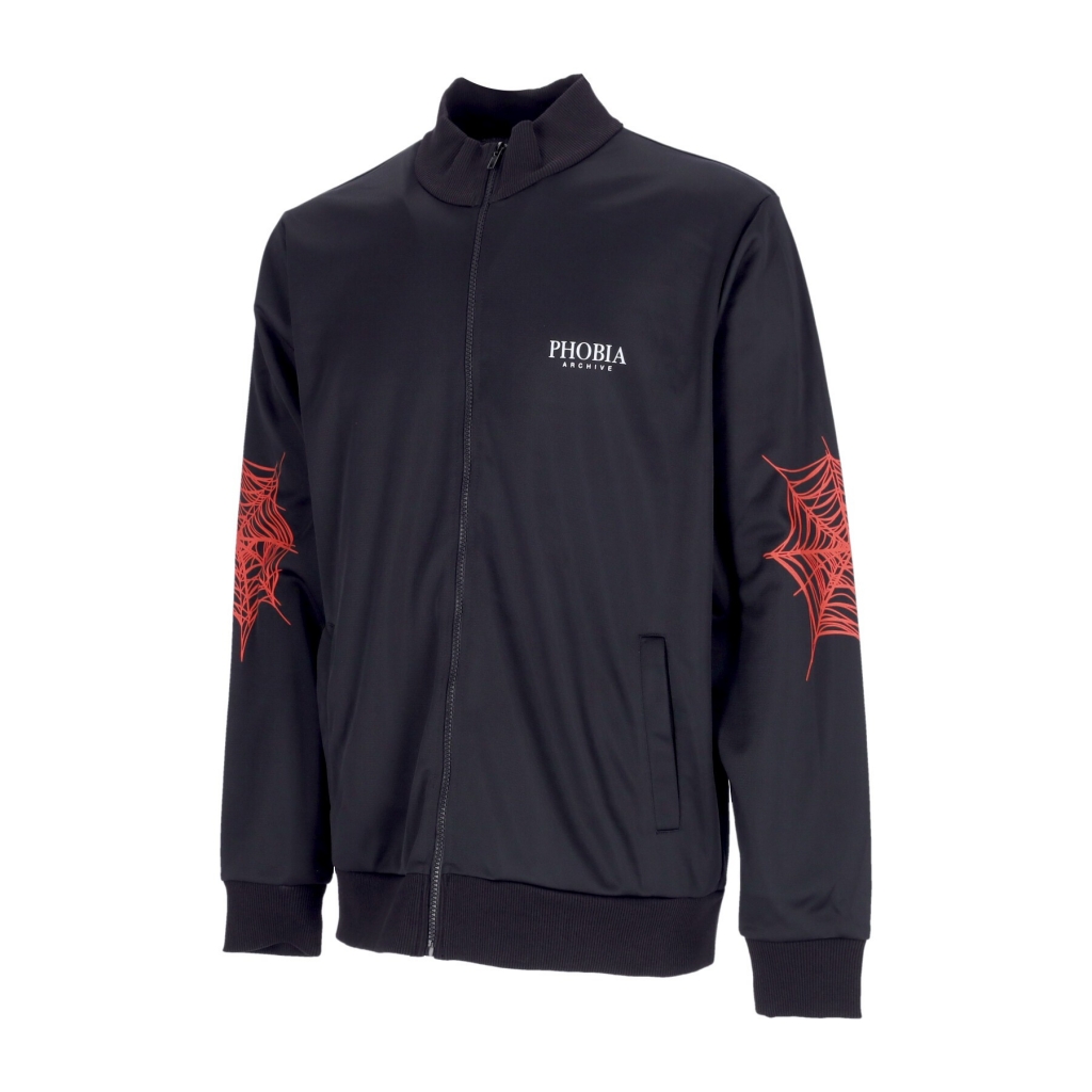 giacca tuta uomo cobweb print sweatshirt BLACK/RED