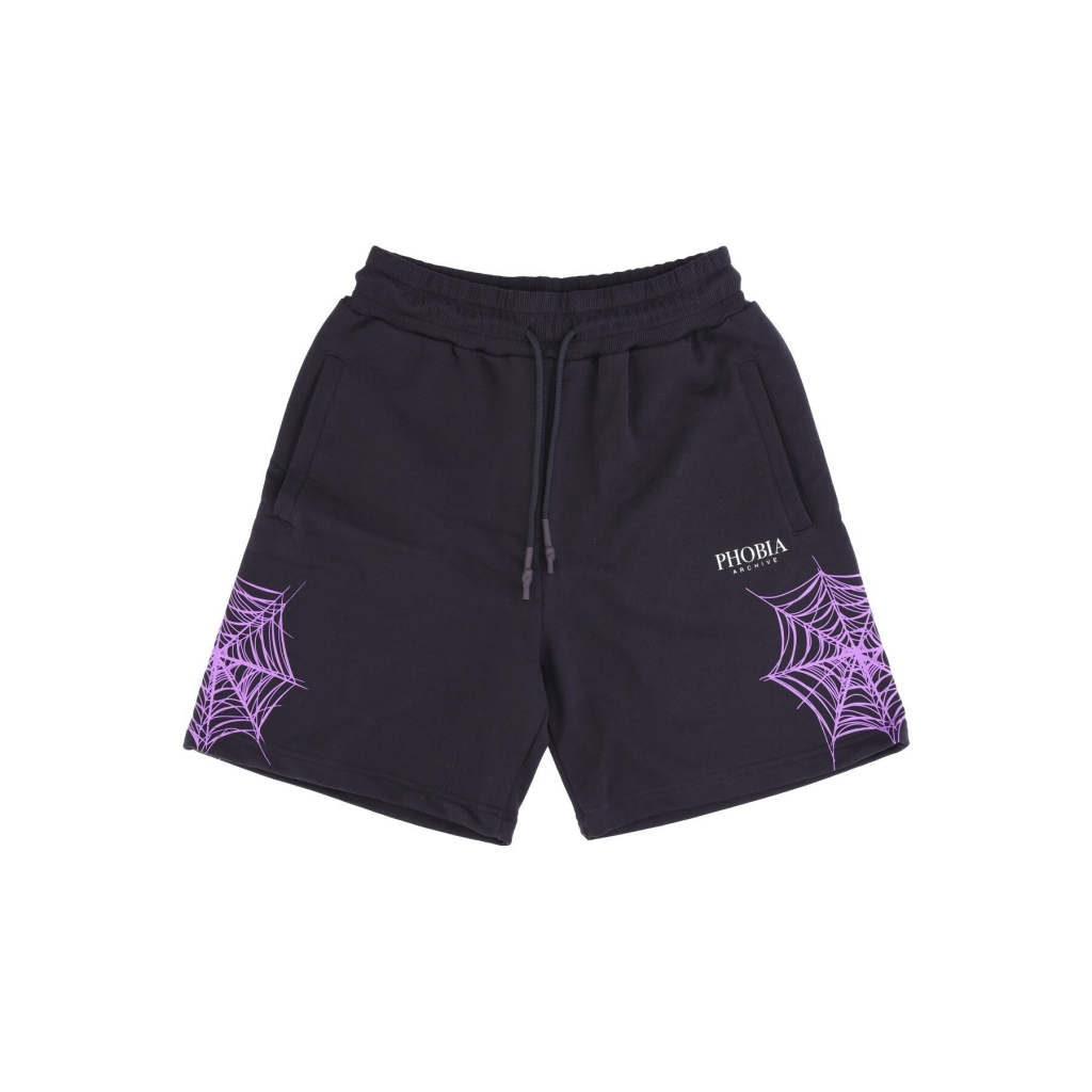 pantalone corto tuta uomo cobweb print shorts BLACK/PURPLE