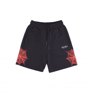 pantalone corto tuta uomo cobweb print shorts BLACK/RED