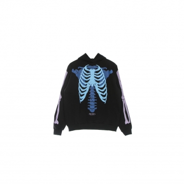 felpa leggera cappuccio uomo skeleton print hoodie BLACK/BLUE