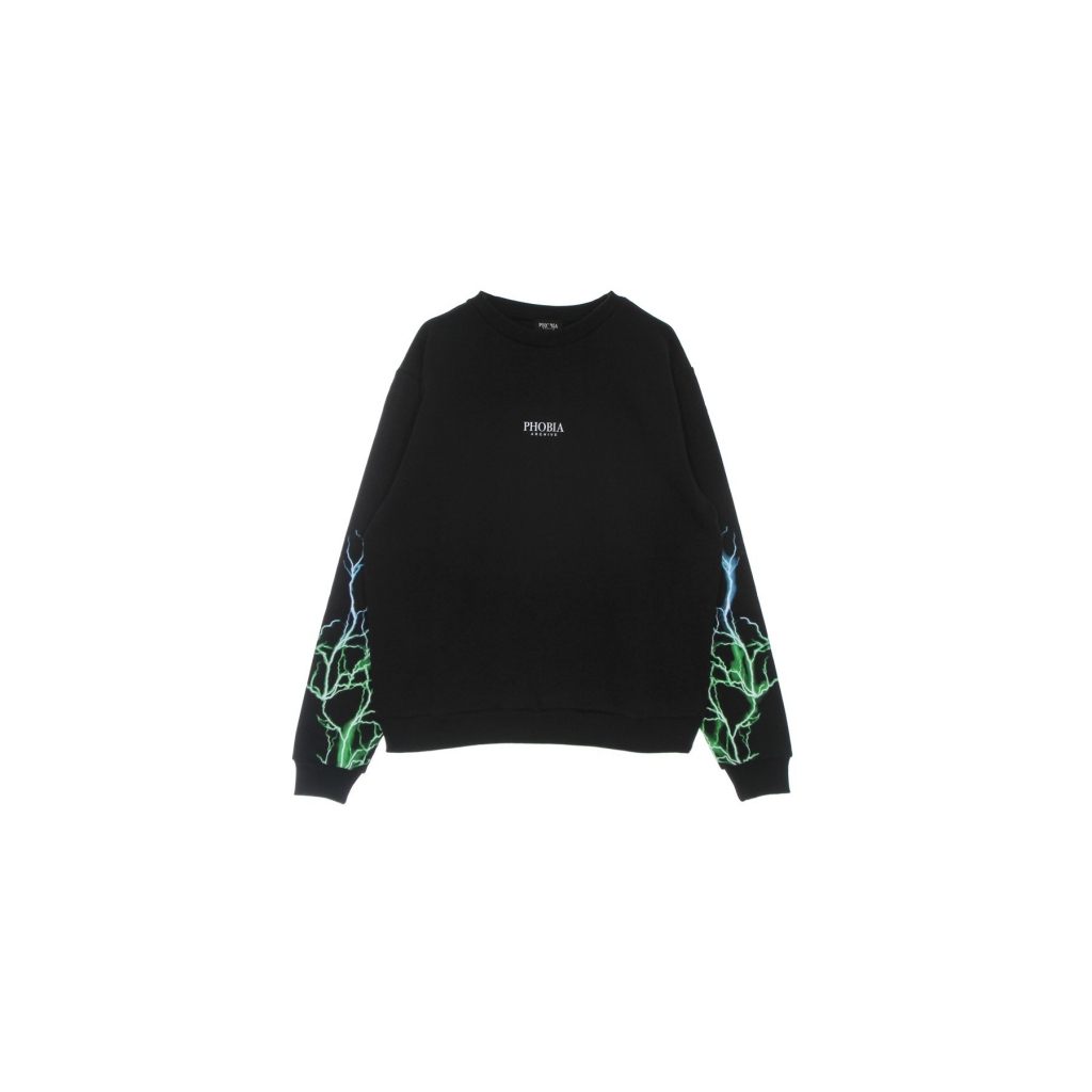 felpa leggera girocollo uomo lightning crewneck BLACK/GREEN/LIGHTBLUE