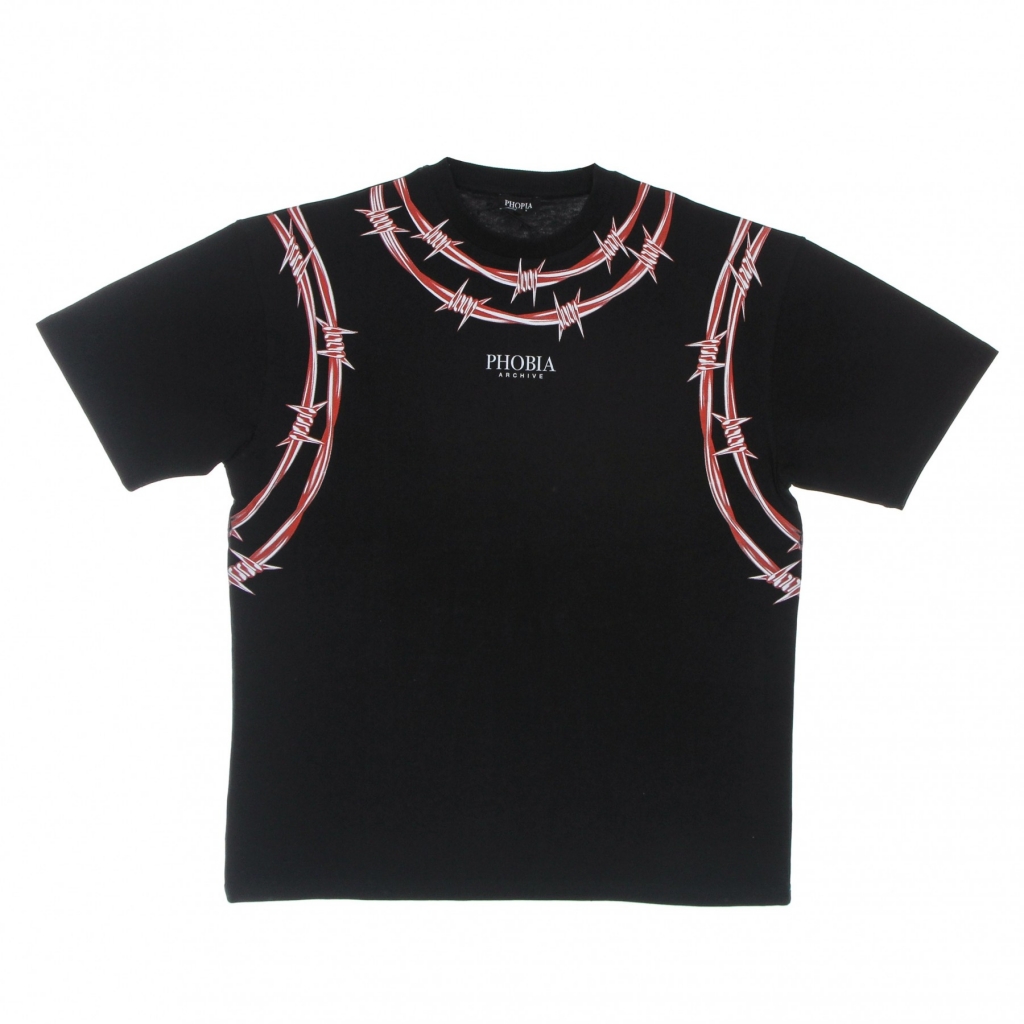 maglietta uomo barbed wire print tee BLACK/RED