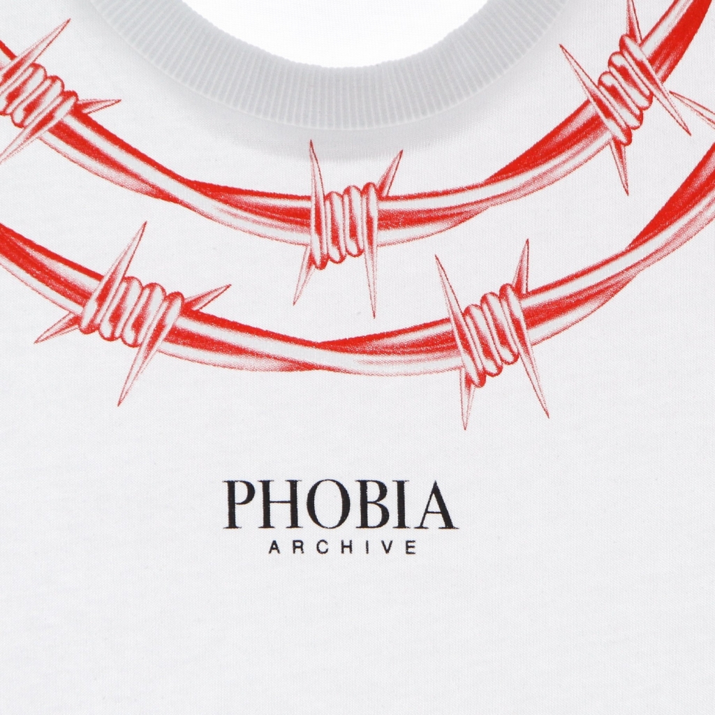 maglietta uomo barbed wire print tee WHITE/RED