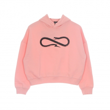 felpa leggera cappuccio corta donna logo crop top hoodie PINK/BLACK