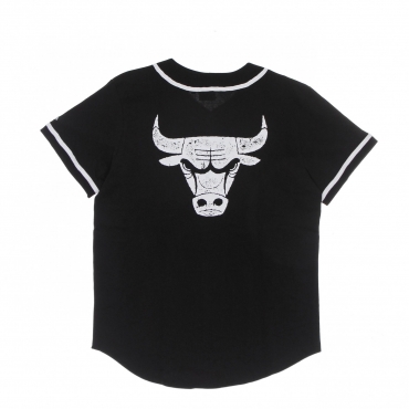 casacca bottoni uomo nba distressed logo button up tee chibul BLACK