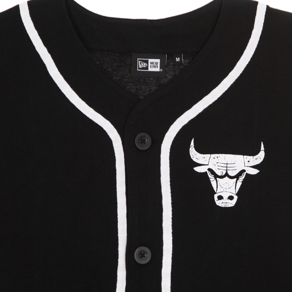 casacca bottoni uomo nba distressed logo button up tee chibul BLACK