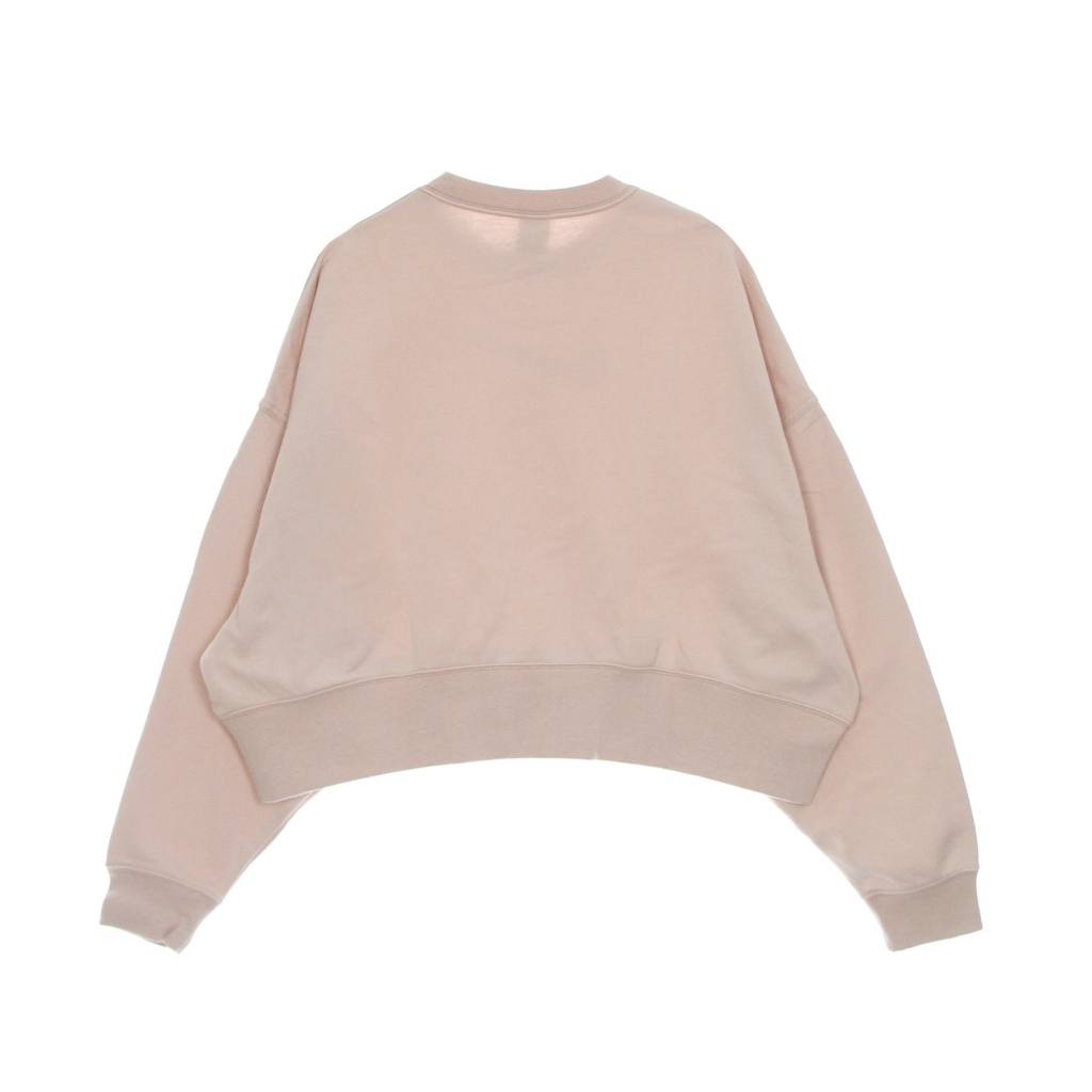 felpa leggera girocollo corta donna sportswear swoosh fleece crew md cropped PINK OXFORD/LIGHT CURRY/ROSE WHISPER