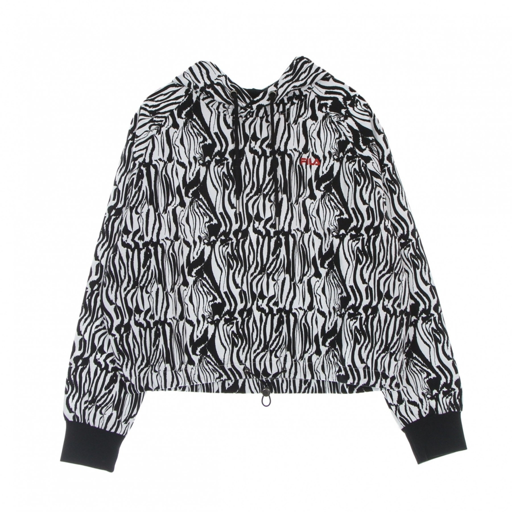 felpa leggera cappuccio corta donna breza all over print cropped hoody BRIGHT WHITE/ABSTRACT ZEBRA