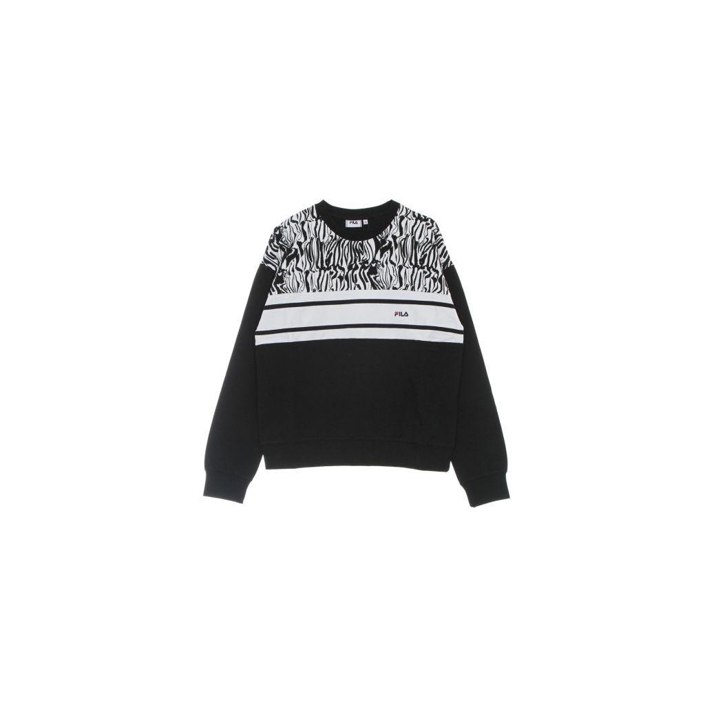 felpa leggera girocollo donna bolu crewneck BLACK BEAUTY/BRIGHT WHITE ABSTRACT ZEBRA