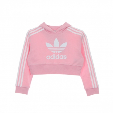 felpa leggera cappuccio corta ragazza cropped hoodie TRUE PINK/WHITE