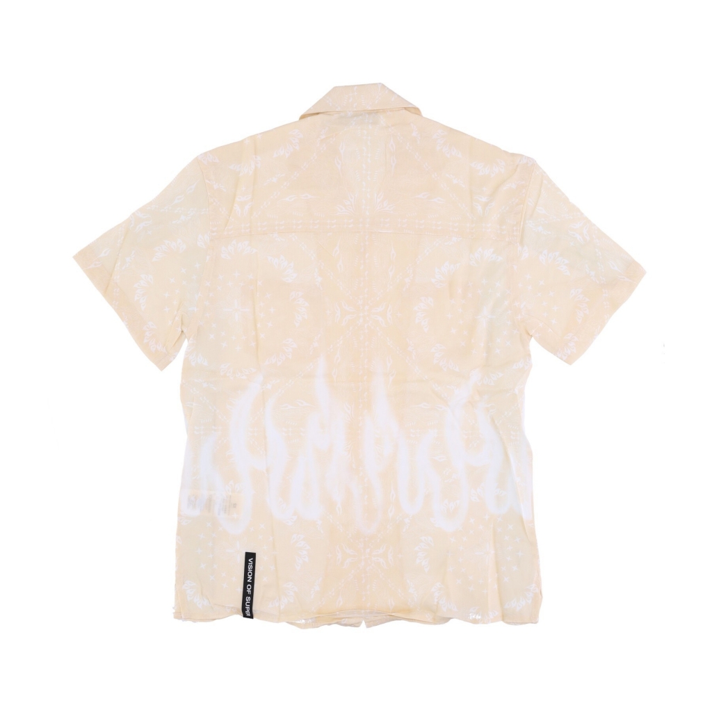 camicia manica corta uomo spray flames bandana shirt BEIGE