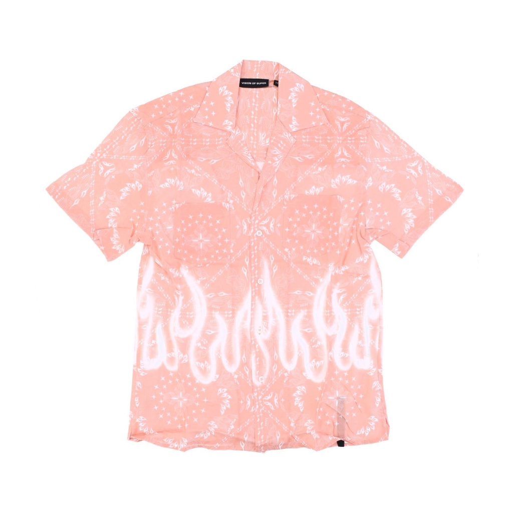 camicia manica corta uomo spray flames bandana shirt PINK