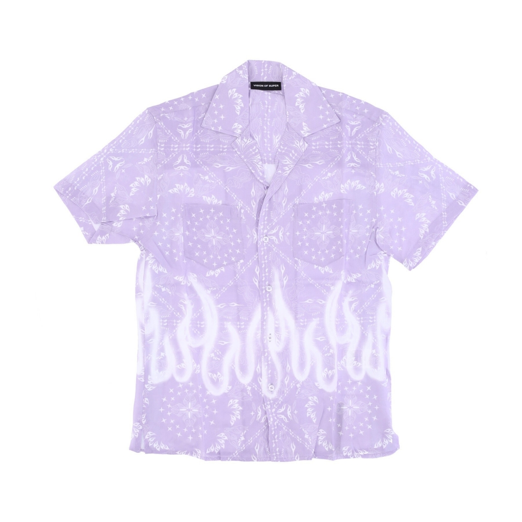 camicia manica corta uomo spray flames bandana shirt LILAC