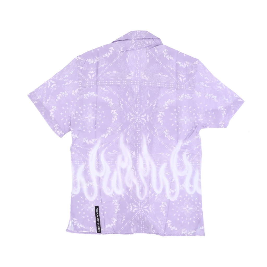 camicia manica corta uomo spray flames bandana shirt LILAC