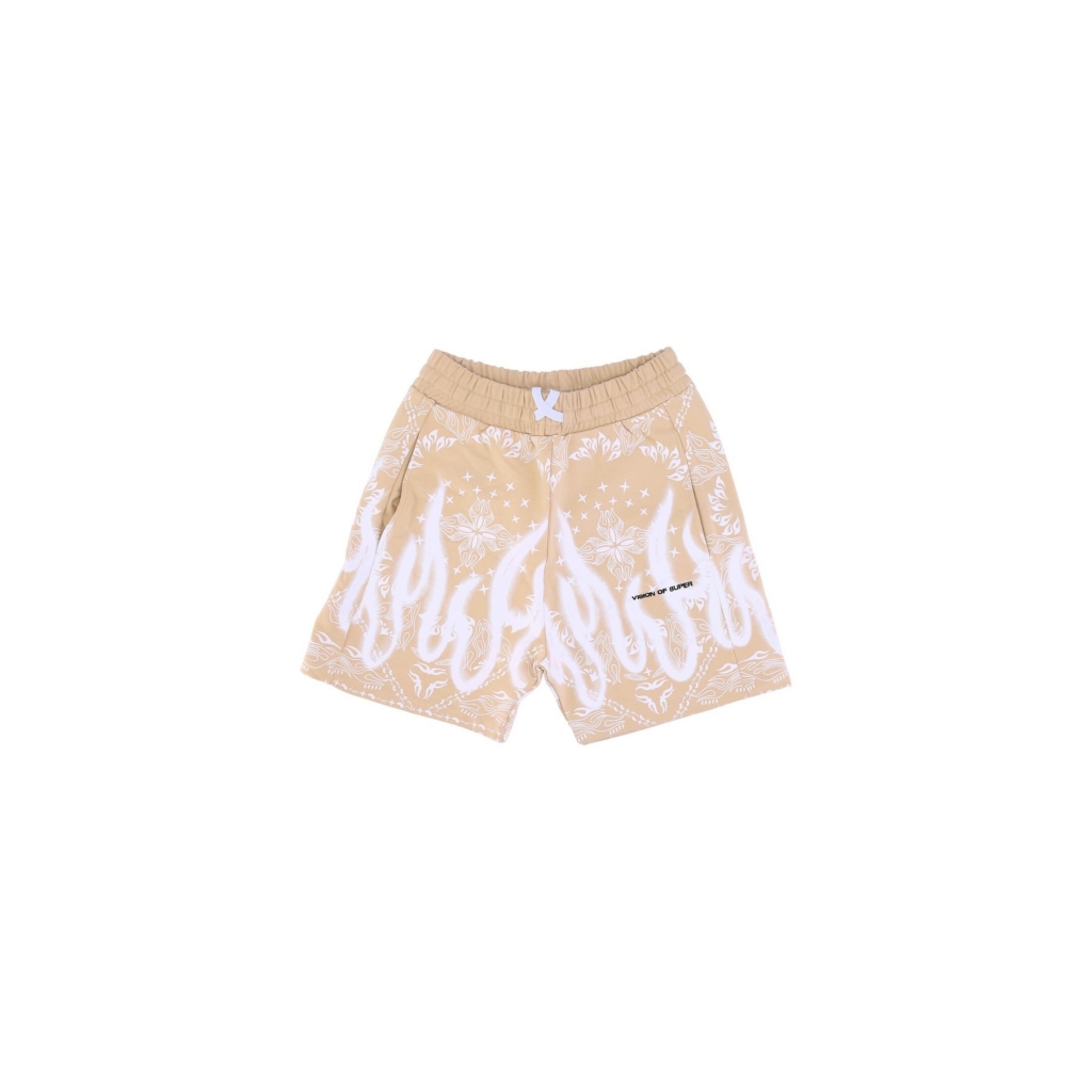 pantalone corto tuta uomo bandana print shorts BEIGE