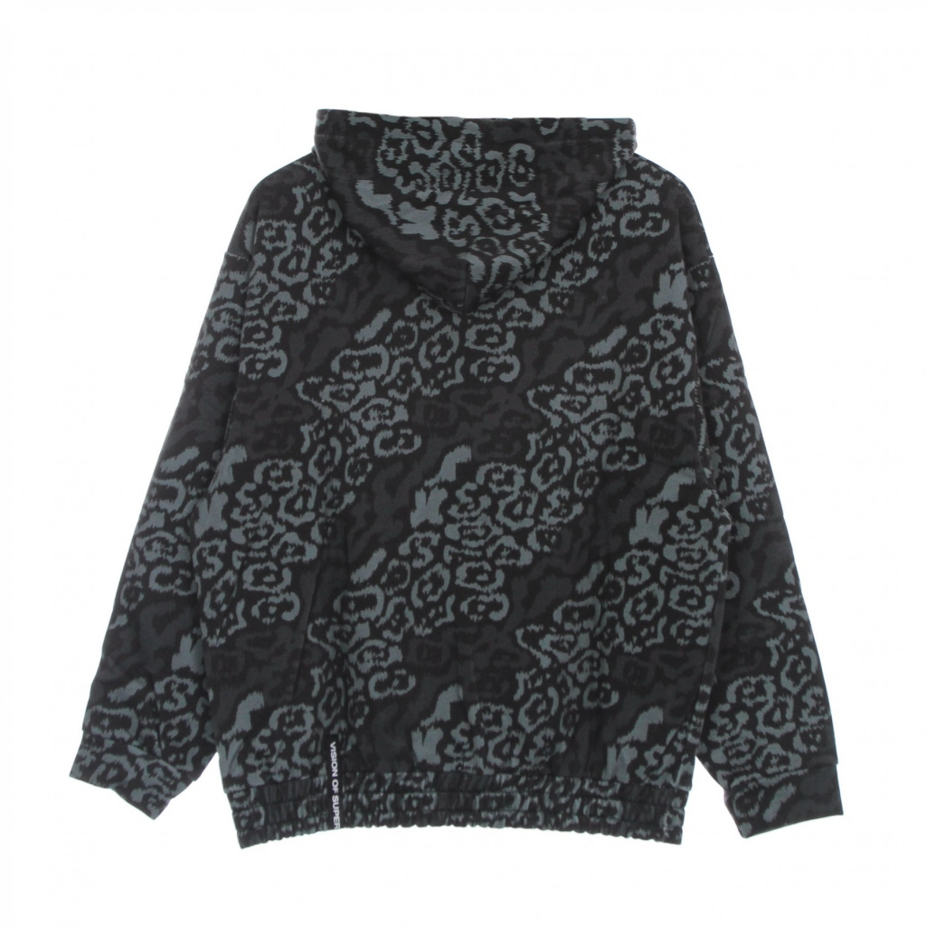 felpa leggera cappuccio uomo allover leopard hoodie BLACK