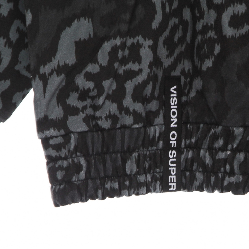 felpa leggera cappuccio uomo allover leopard hoodie BLACK