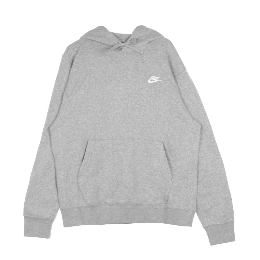 felpa cappuccio uomo club hoodie pullover basketball DK GREY HEATHER/MATTE SILVER/WHITE