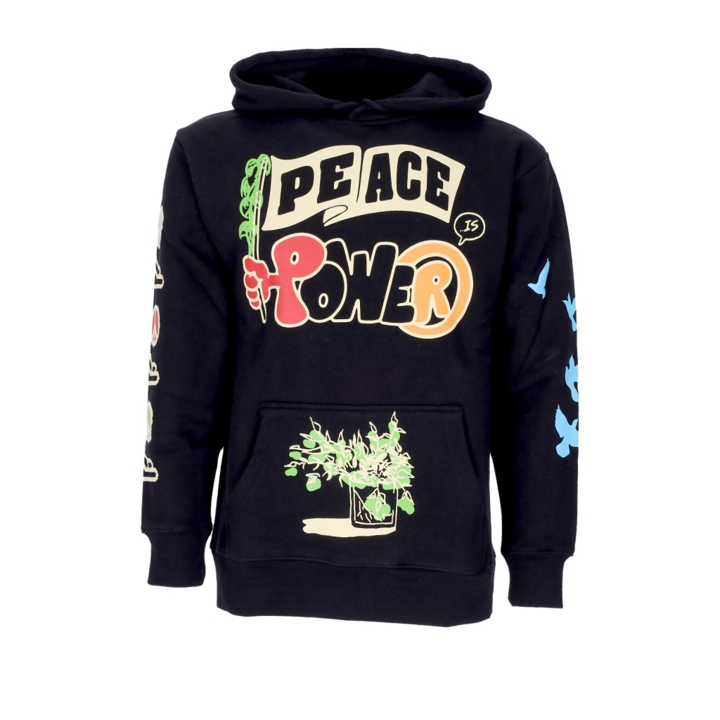 felpa cappuccio uomo peace and power hoodie BLACK