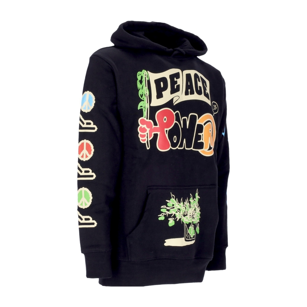 felpa cappuccio uomo peace and power hoodie BLACK