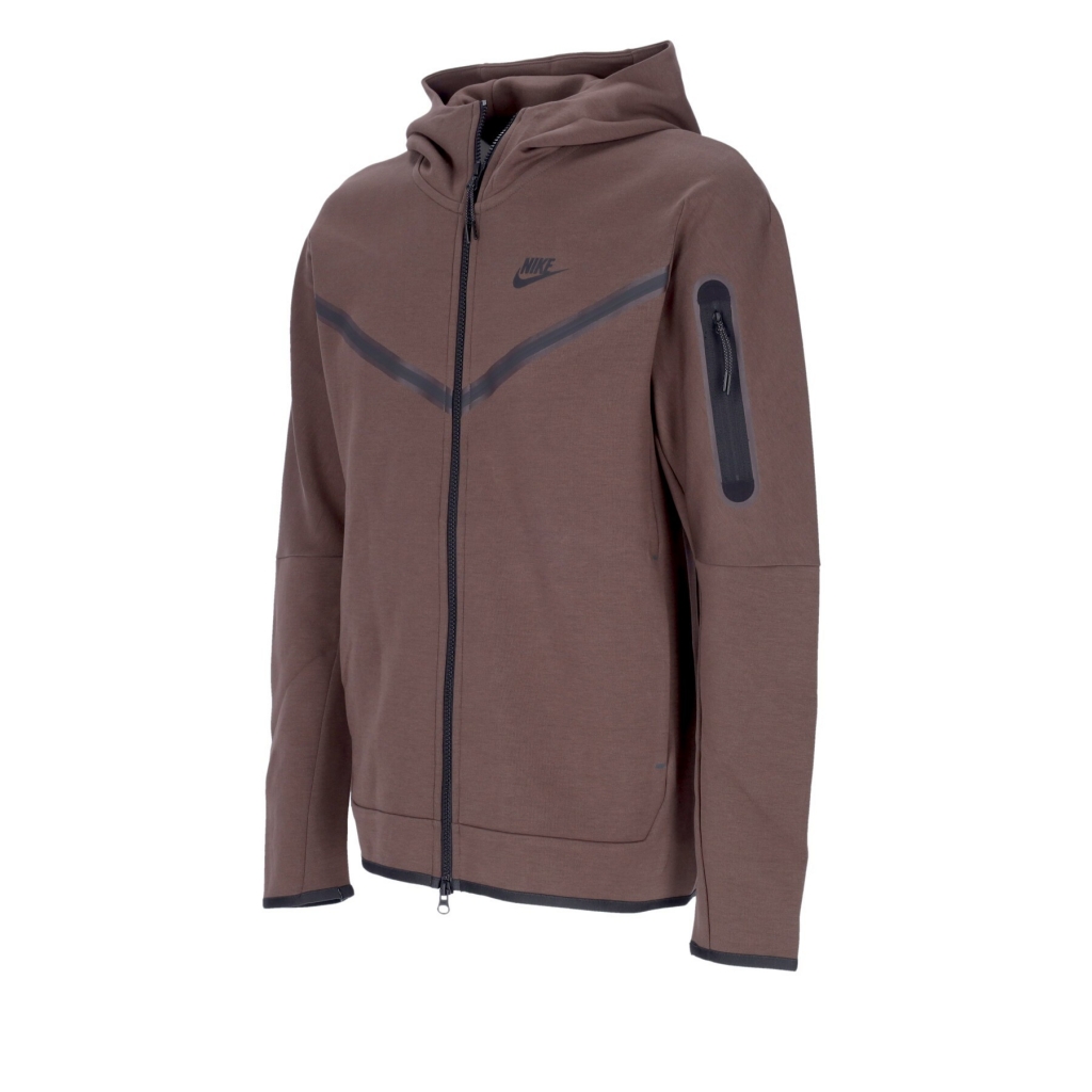 felpa leggera cappuccio zip uomo sportswear tech fleece full-zip hoodie BAROQUE BROWN/BAROQUE BROWN/BLACK