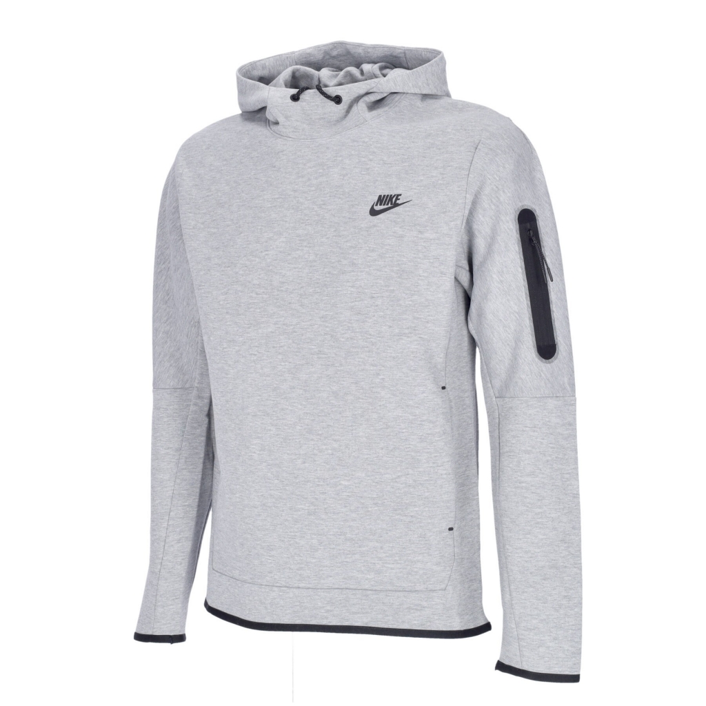 felpa leggera cappuccio uomo tech fleece po hoodie DK GREY HEATHER/BLACK