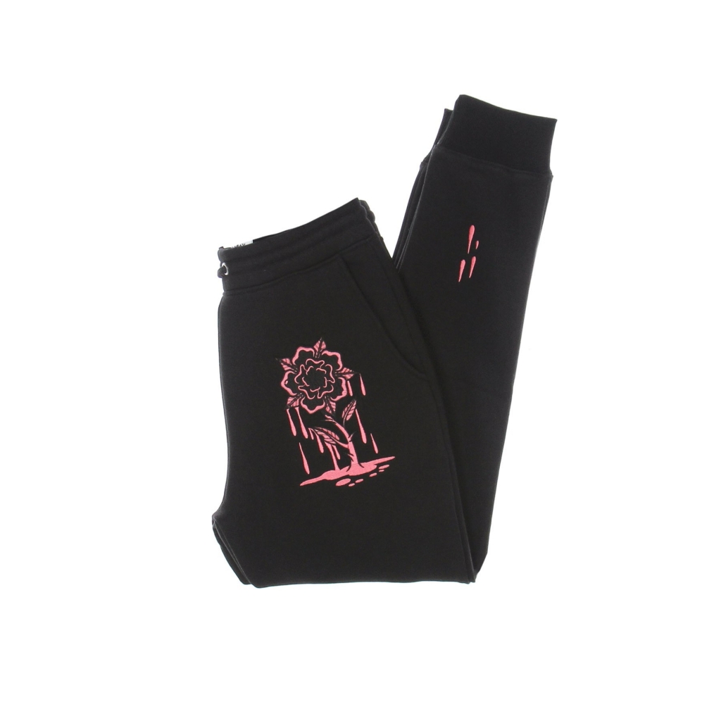 pantalone tuta felpato uomo rose embroidery sweatpants BLACK