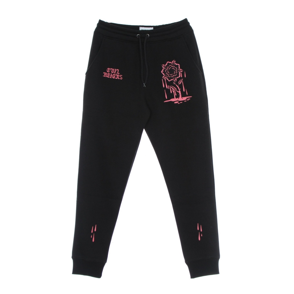 pantalone tuta felpato uomo rose embroidery sweatpants BLACK