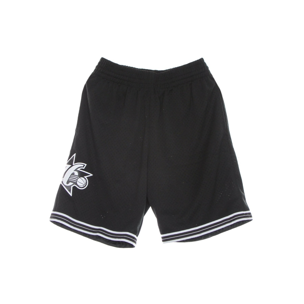 pantaloncino basket uomo nba white logo swingman short hardwood classics 2000 phi76e BLACK/WHITE