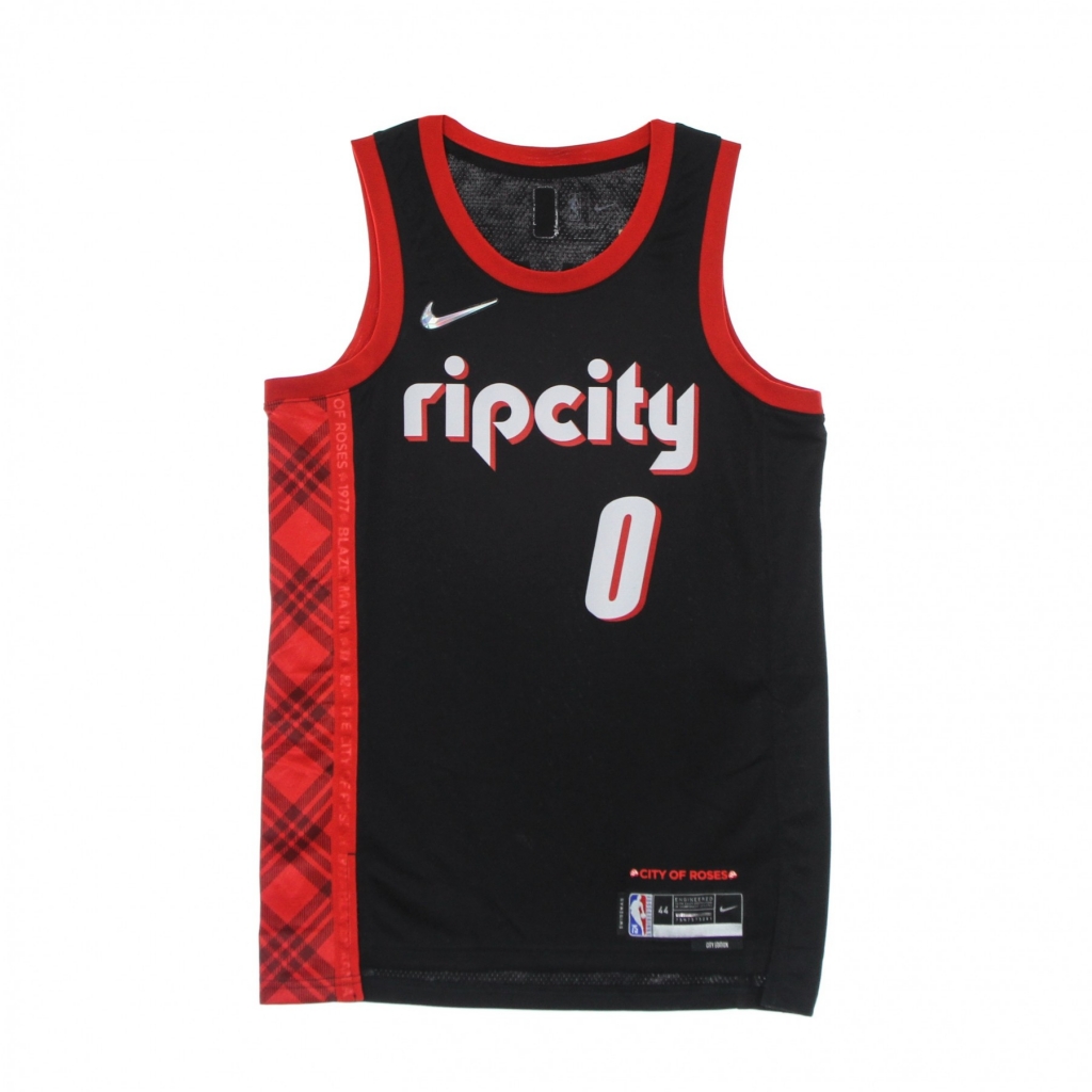 canotta basket uomo nba dri fit swingman jersey city edition no 0 damian lillard porbla BLACK/UNIVERSITY RED