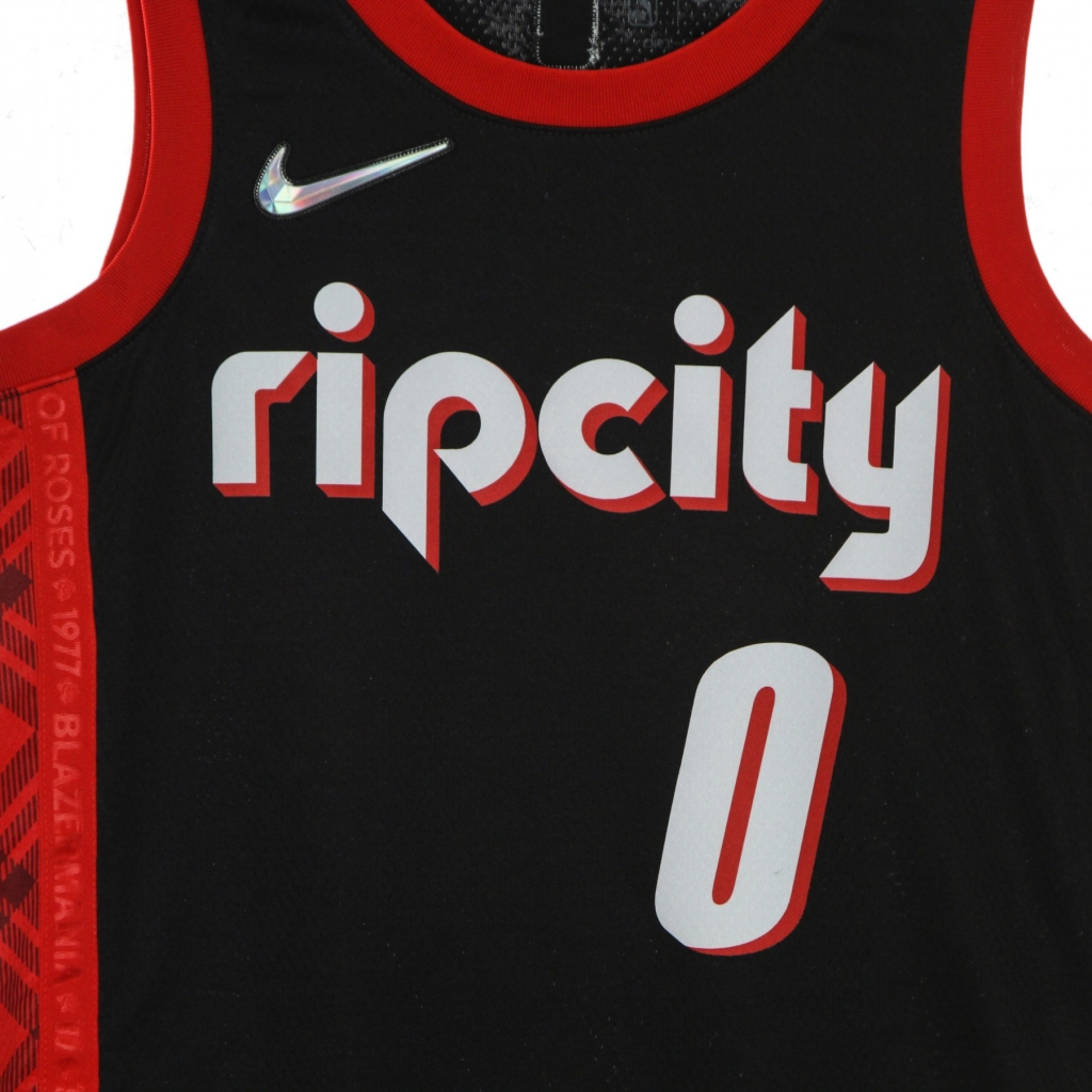 canotta basket uomo nba dri fit swingman jersey city edition no 0 damian lillard porbla BLACK/UNIVERSITY RED