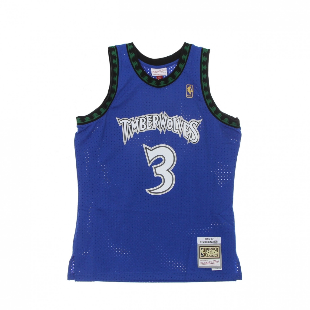 canotta basket uomo nba swingman jersey hardwood classics no 3 stephon marbury 1996-97 mintim BLUE