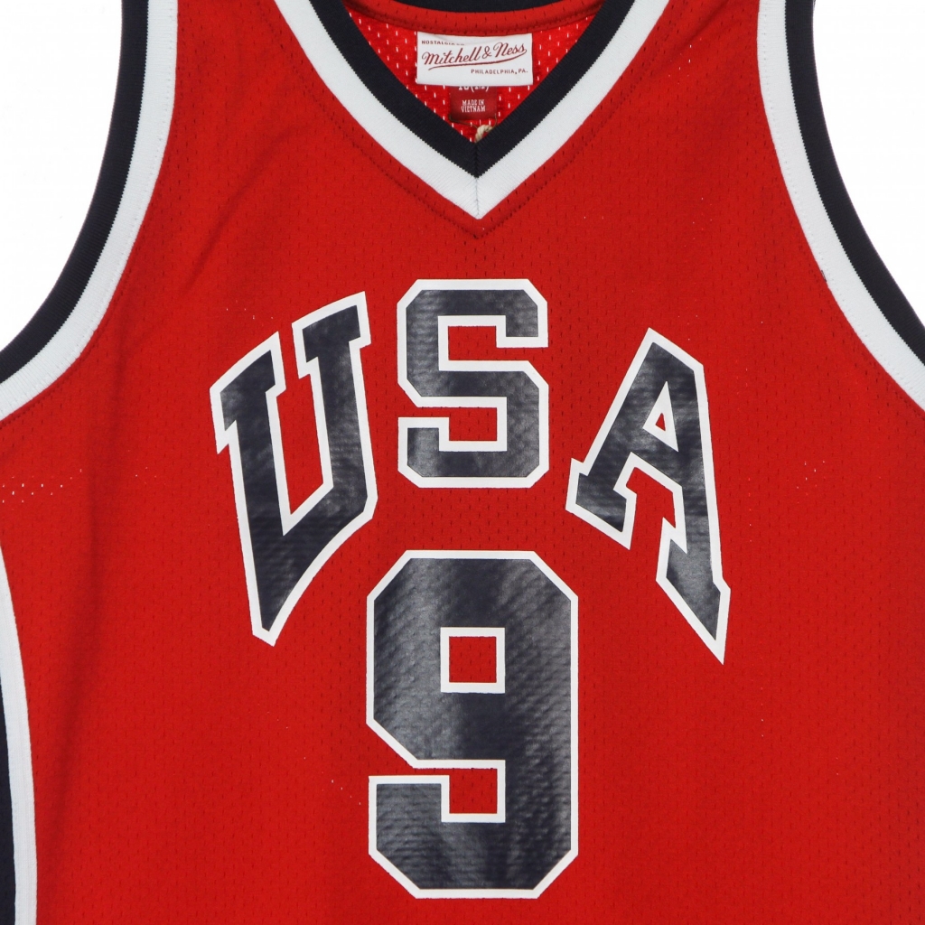 canotta basket uomo nba authentic jersey hardwood classics no 9 michael jordan 1984 team usa RED