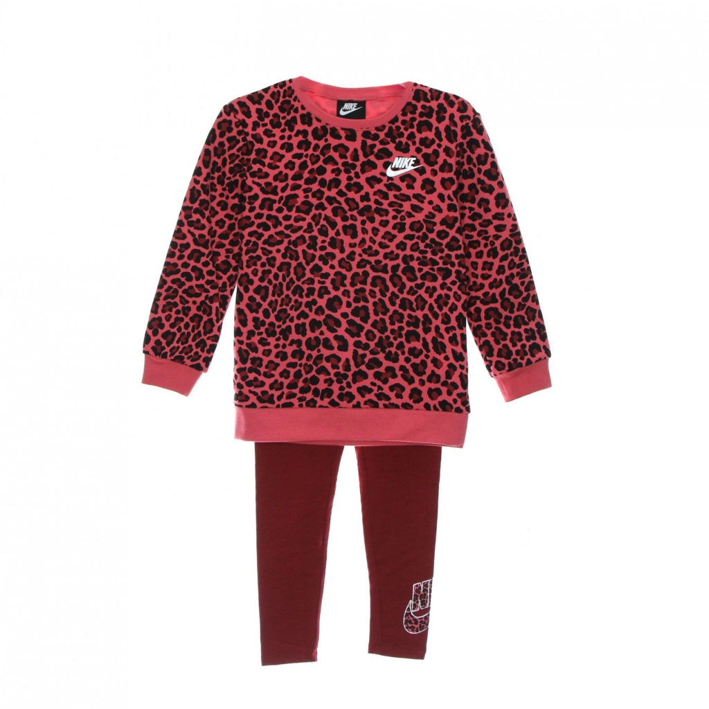 completo tuta bambina fleece crew legging set POMEGRANATE