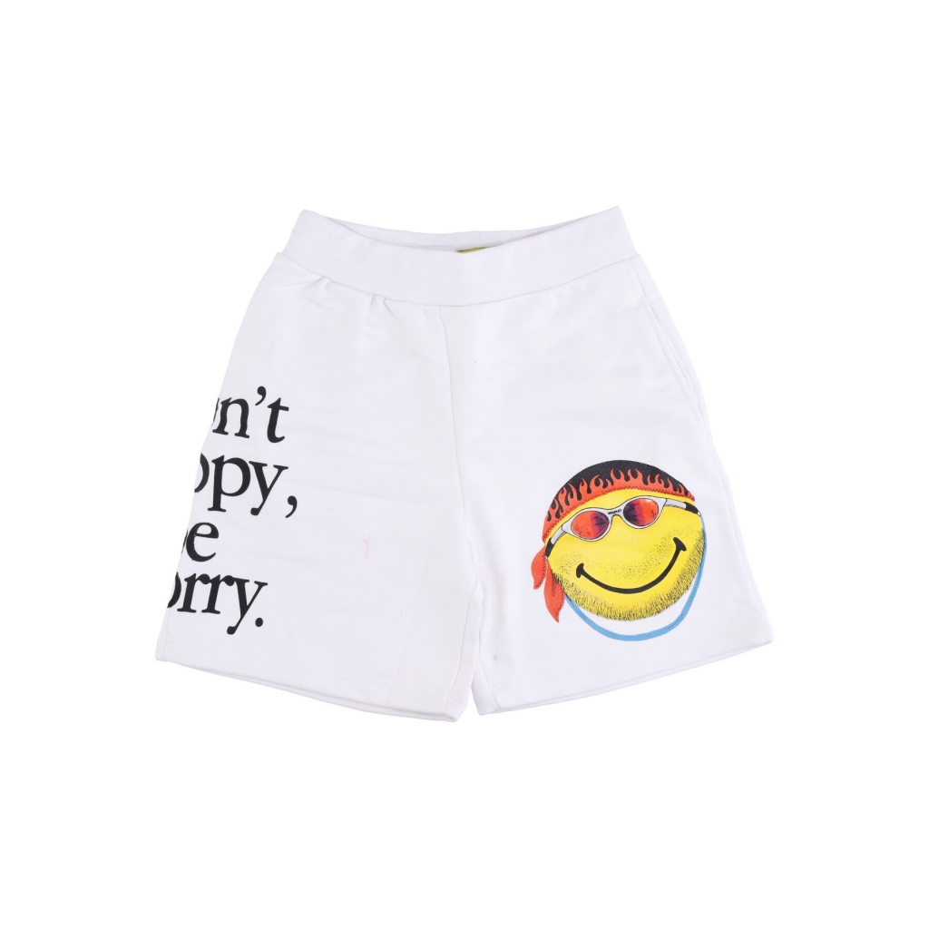 pantalone corto tuta felpato uomo dont happy be worry sweatshorts x smiley WHITE