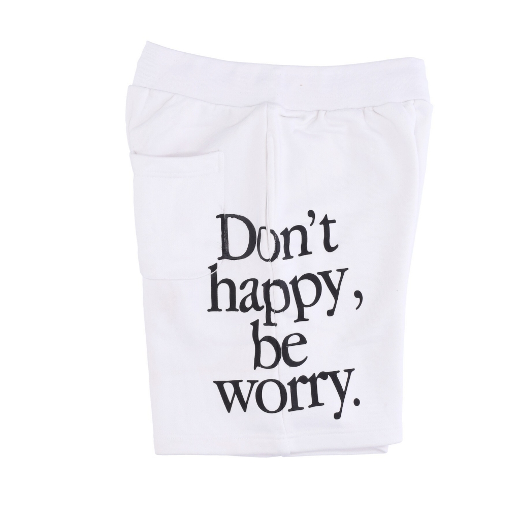 pantalone corto tuta felpato uomo dont happy be worry sweatshorts x smiley WHITE