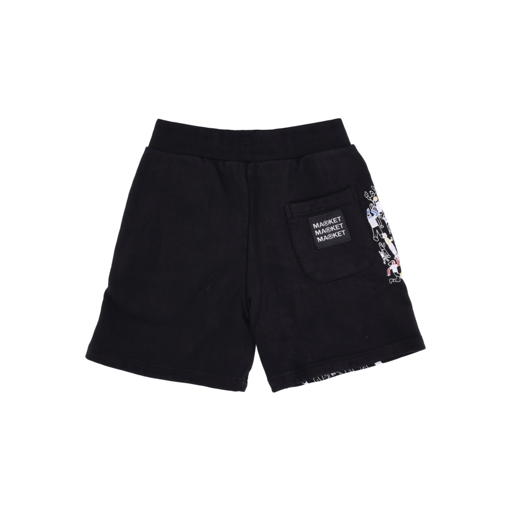 pantalone corto tuta felpato uomo world basketball game sweatshorts x smiley BLACK