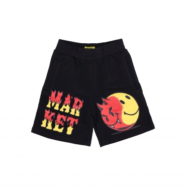 pantalone corto tuta felpato uomo good and evil sweatshorts x smiley BLACK